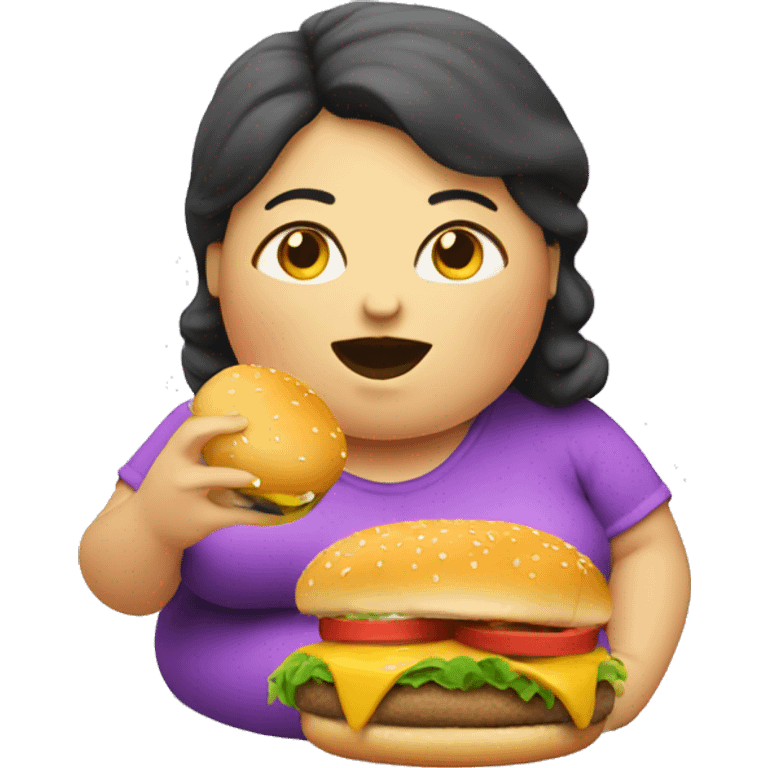 Fat lady eating cheeseburger  emoji