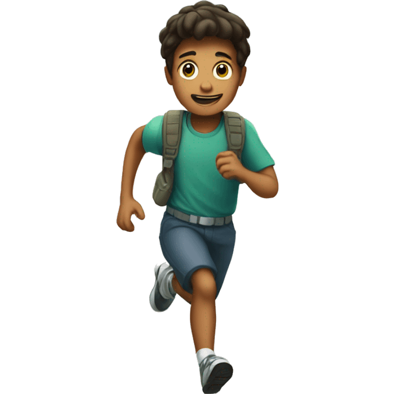 A boy with running after aliens emoji