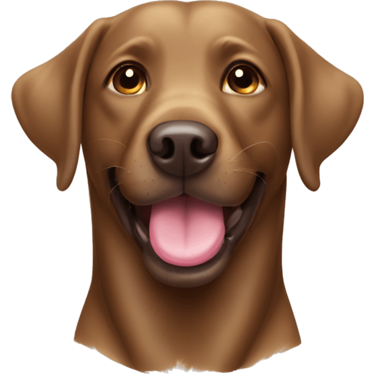 Brown Labrador smiling with tongue out emoji