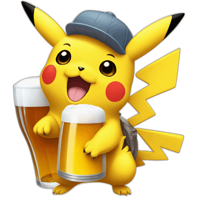 Pikachu qui boit une bière est rigole  emoji