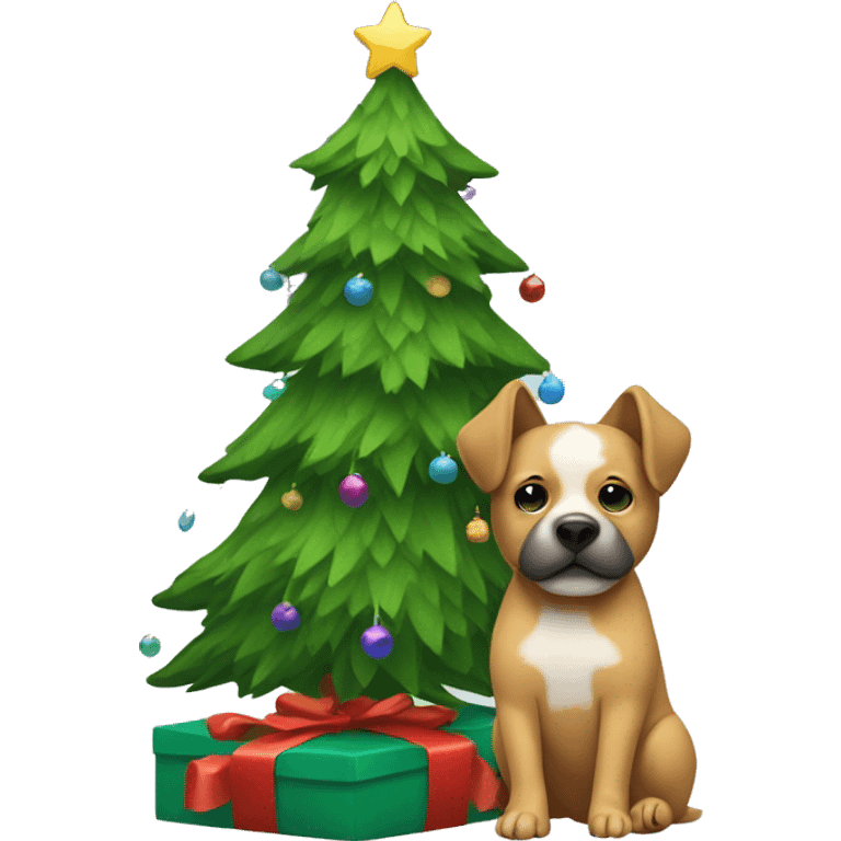 Dog with a Christmas tree emoji