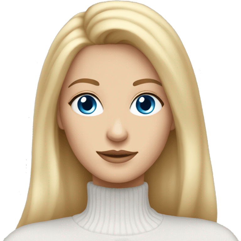 Blue eyed white woman with long blonde hair in a white turtleneck sweater  emoji