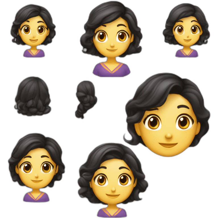 Thayri Galicia mujer educadora morena cabello largo y liso con fleco emoji