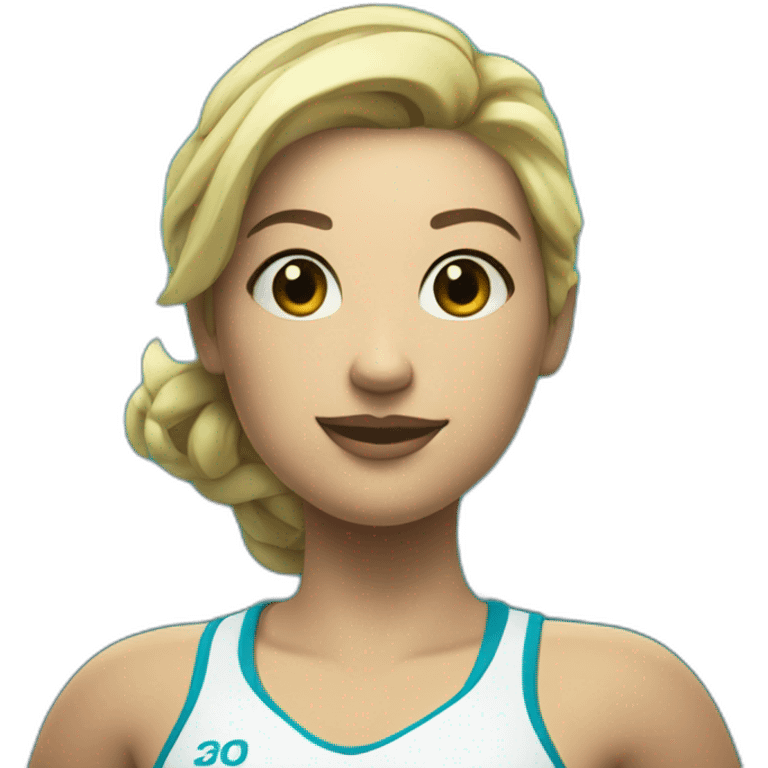 Underwater rugby woman player holding a ball, with fins and snorkem equipement emoji