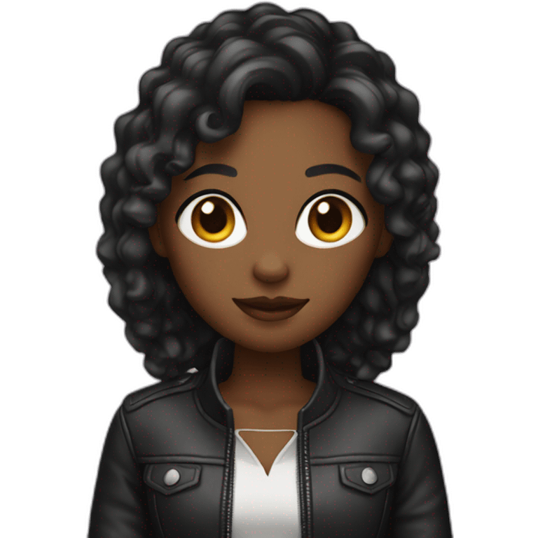 Ebony girl with a Leather jacket emoji