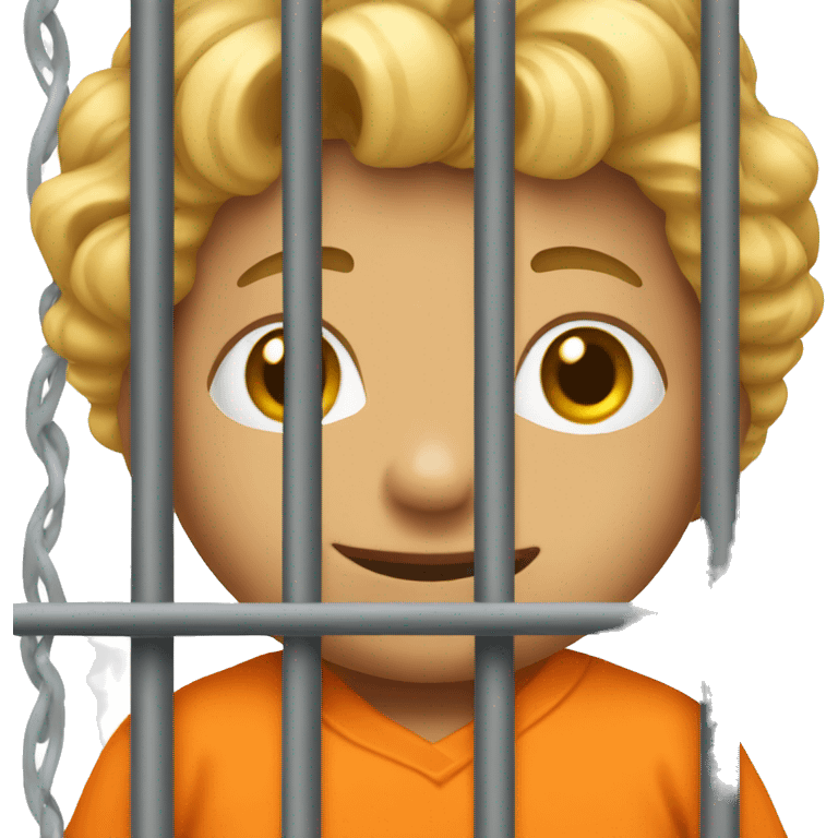 Prisoner behind bars, orange jumpsuit emoji