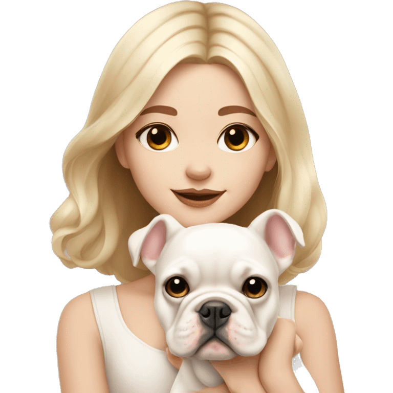 dreamy girl with beige but whiter French bulldog puppy emoji