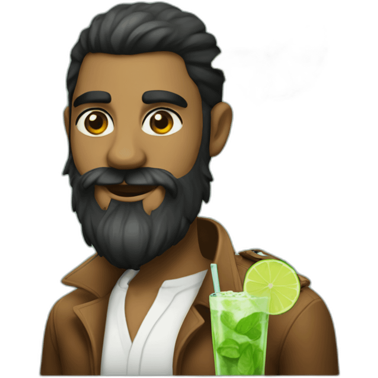 black beard hair shaved boy with mojito emoji