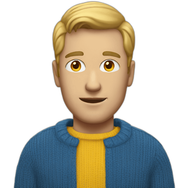 White Man in blue and yellow sweater emoji