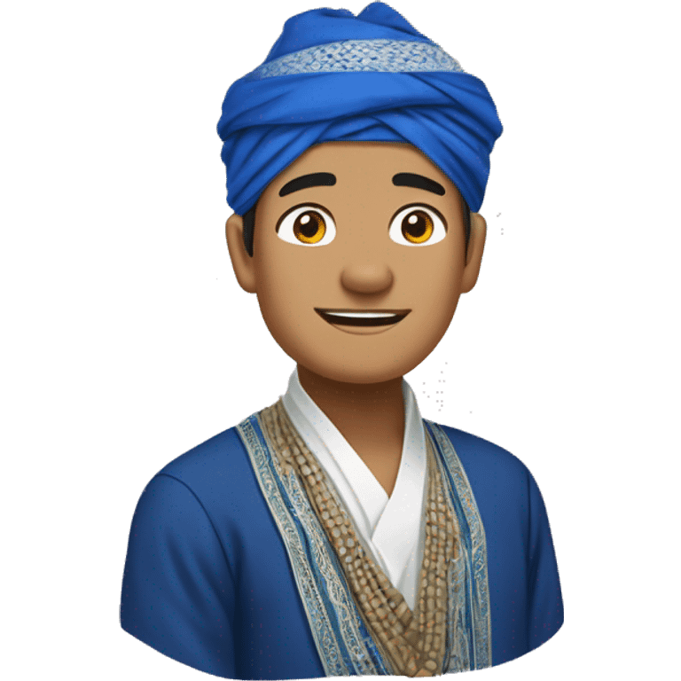 a man wearing traditional sundanese headcloth iket biru, sunda, baduy emoji