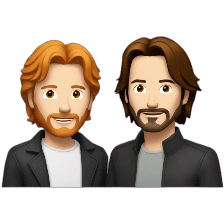 tom crossman with ginger hair hanging out with keanu reeves emoji