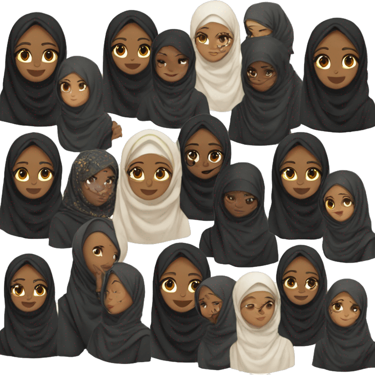 Brown skin hijabi and make the hijab black and make her wearing a black shirt also emoji