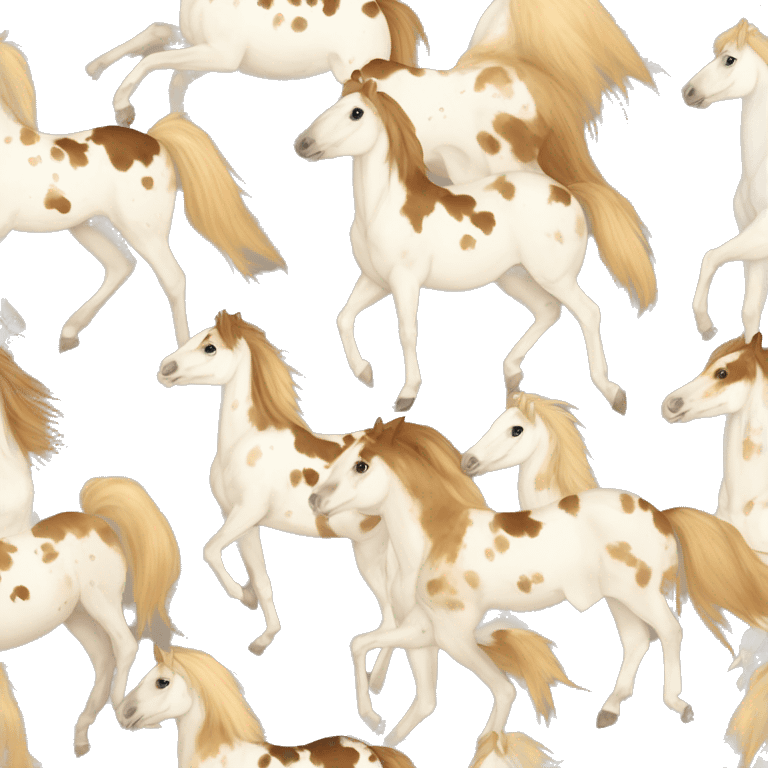 Scruffy scarred scratched scratches scratch scars Piebald tricolor palomino yellow brown palomino pony with dark brown spots galloping running emoji