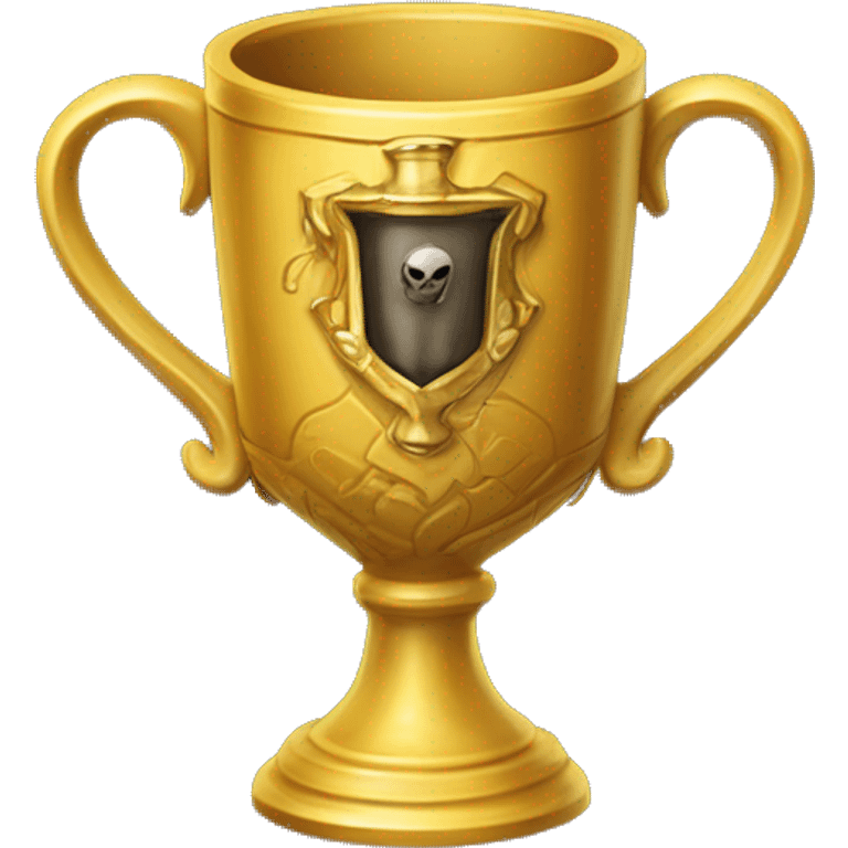 The Hufflepuff Cup is a small, golden cup adorned with intricate designs, serving as one of Voldemort's Horcruxes to safeguard a piece of his soul, ensuring his immortality. emoji