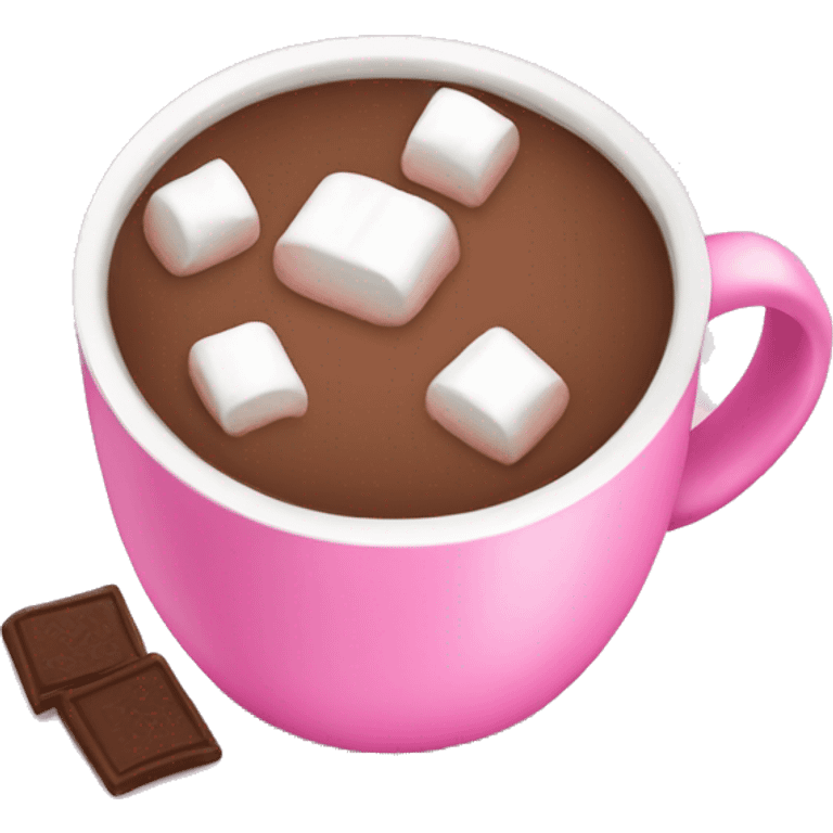 hot cocoa with marshmallows in a pink cup  emoji