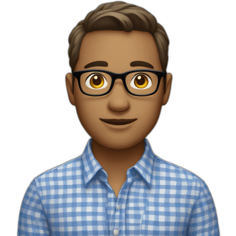 Young professional male wth short hair, glasses, and wearing a small check gingham dress shirt emoji