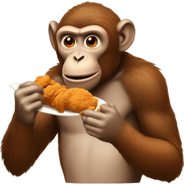 A monkey eating fried chicken emoji