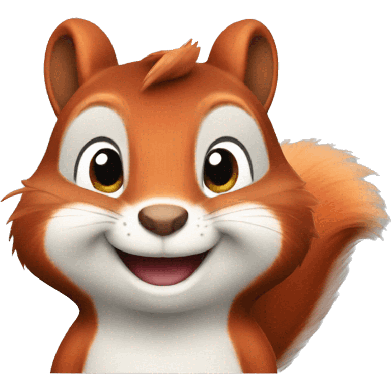 A smiling red squirrel with tufted ears and a light grey beanie  emoji