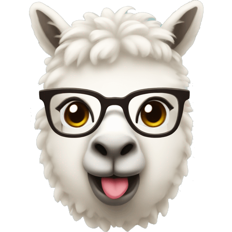 Glasses with thick lips, alpaca.  emoji