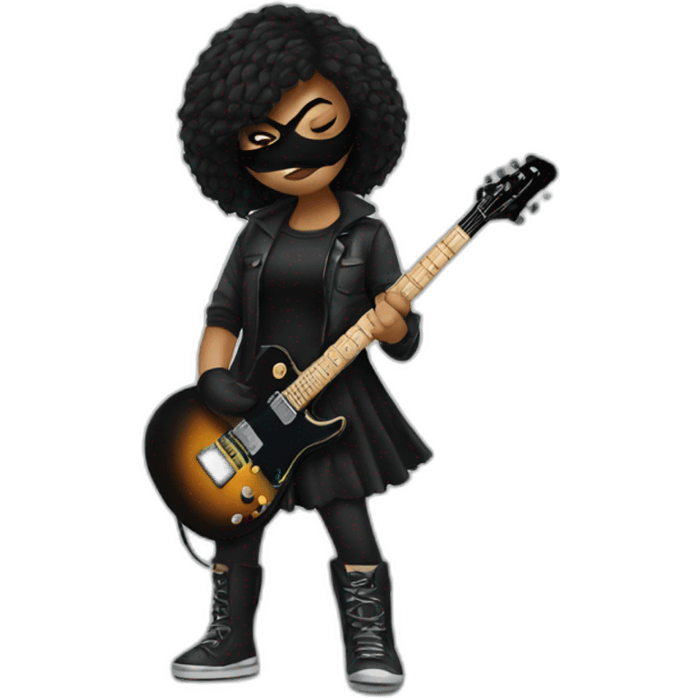 a girl with black mask and electric guitar  emoji