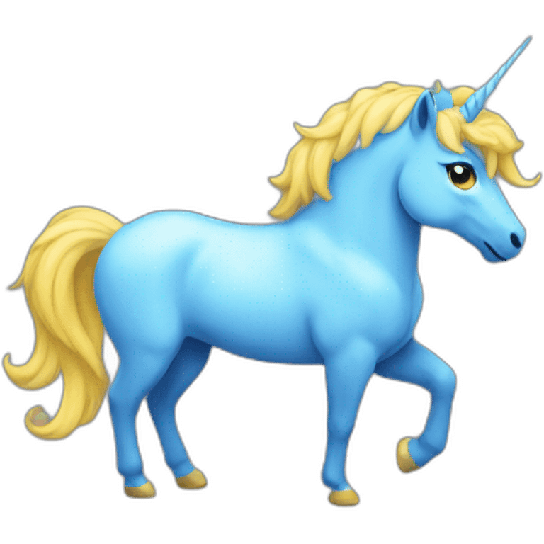 Blue and yellow unicorn emoji