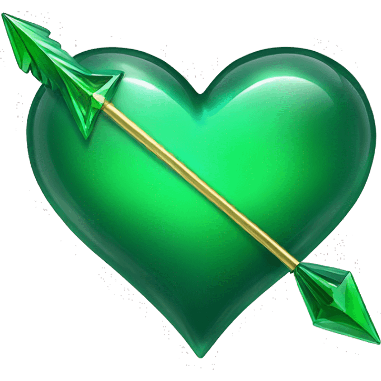 heart pierced emerald green with an arrow, glass effect emoji