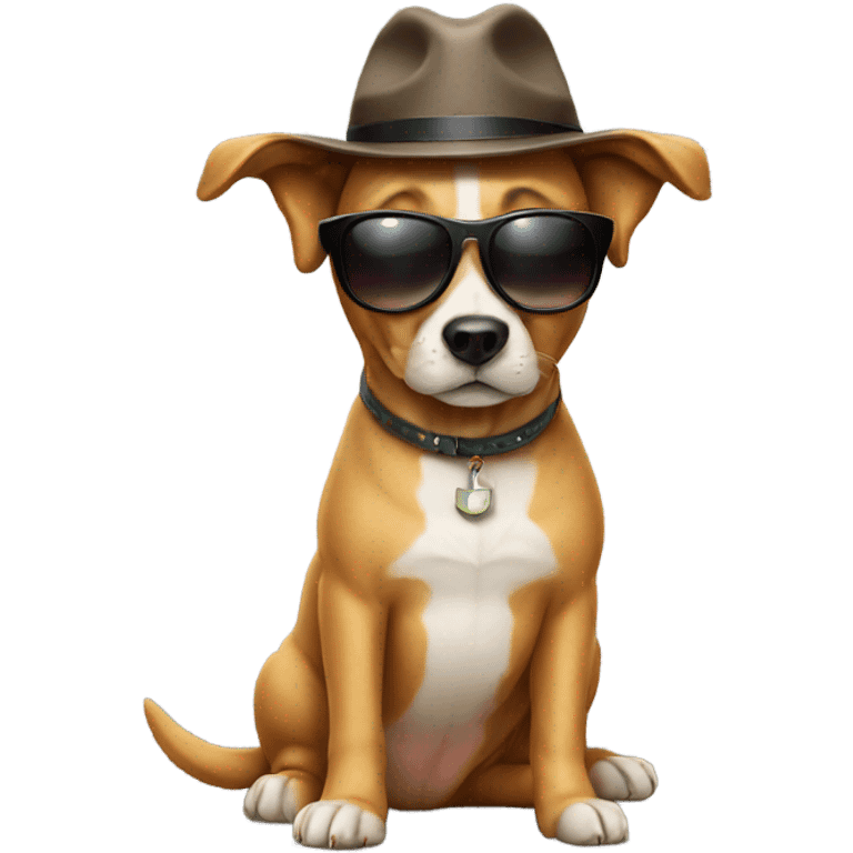 Dog with hat and sunglasses  emoji