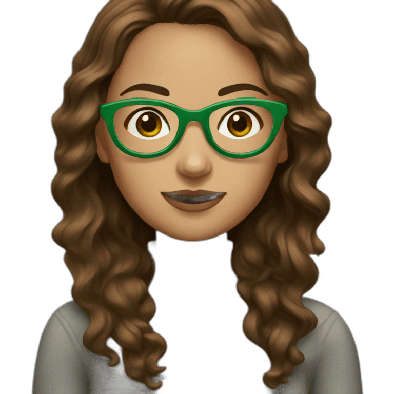 Woman - wave brown hair - round Green glasses  emoji