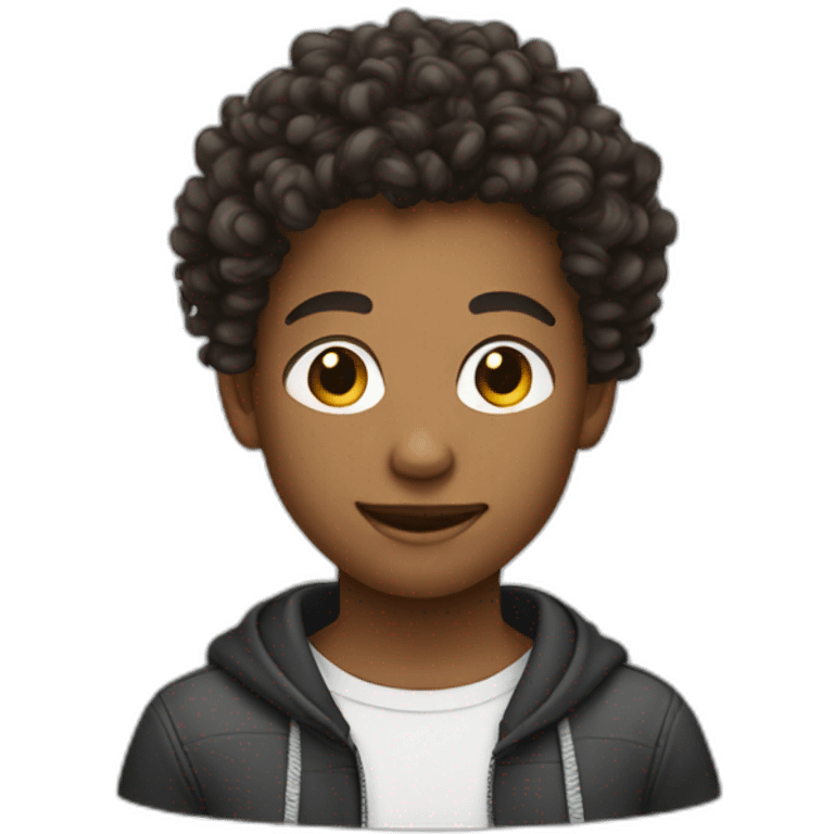 teen kid with taper fade and curly hair emoji