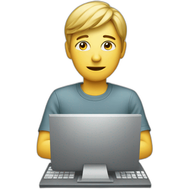 person at computer with money eyes emoji