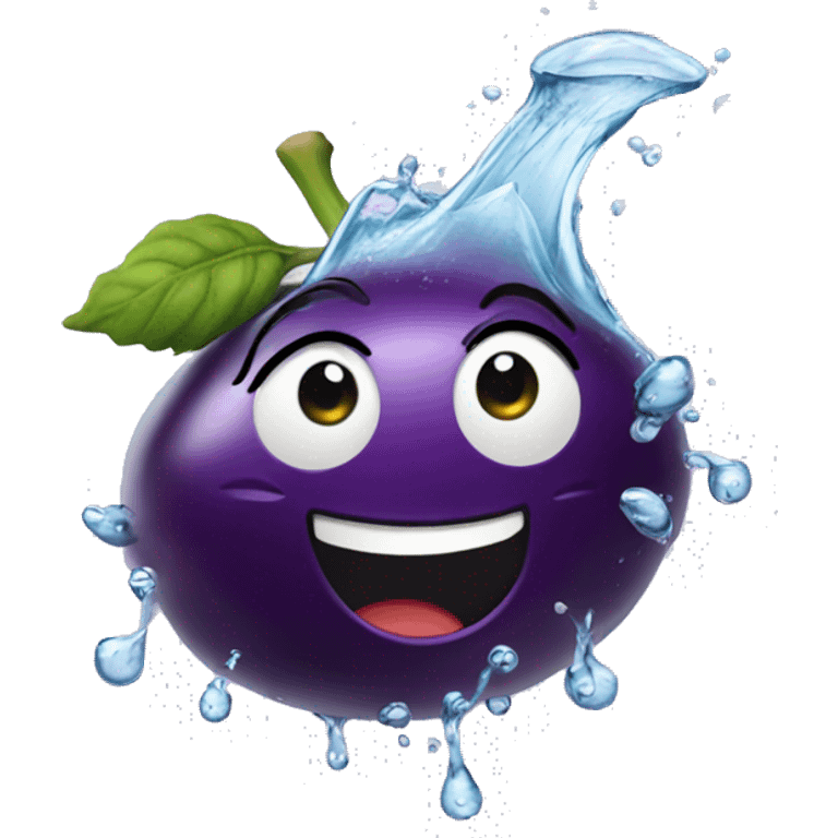 Aubergine splashing water emoji