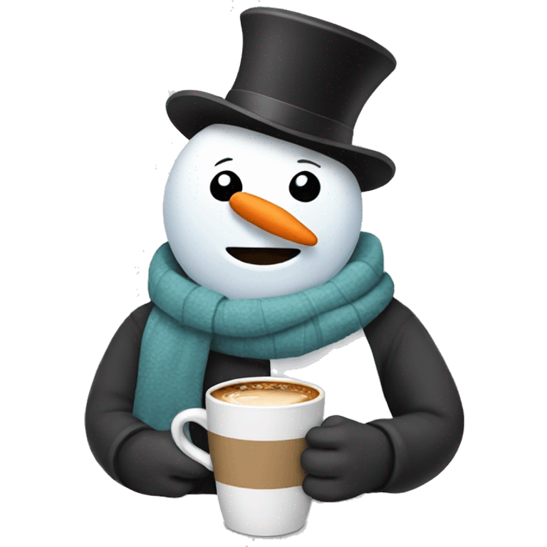 Snowman drinking coffee  emoji