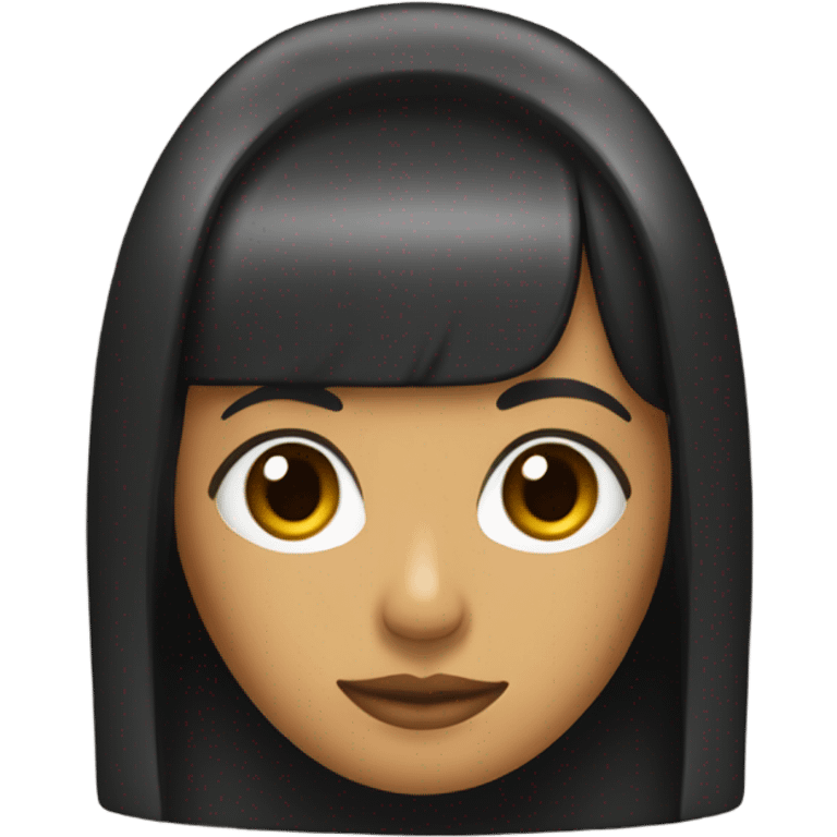 chica de frente, con cabello negro y flequillo, con ojos marrones emoji