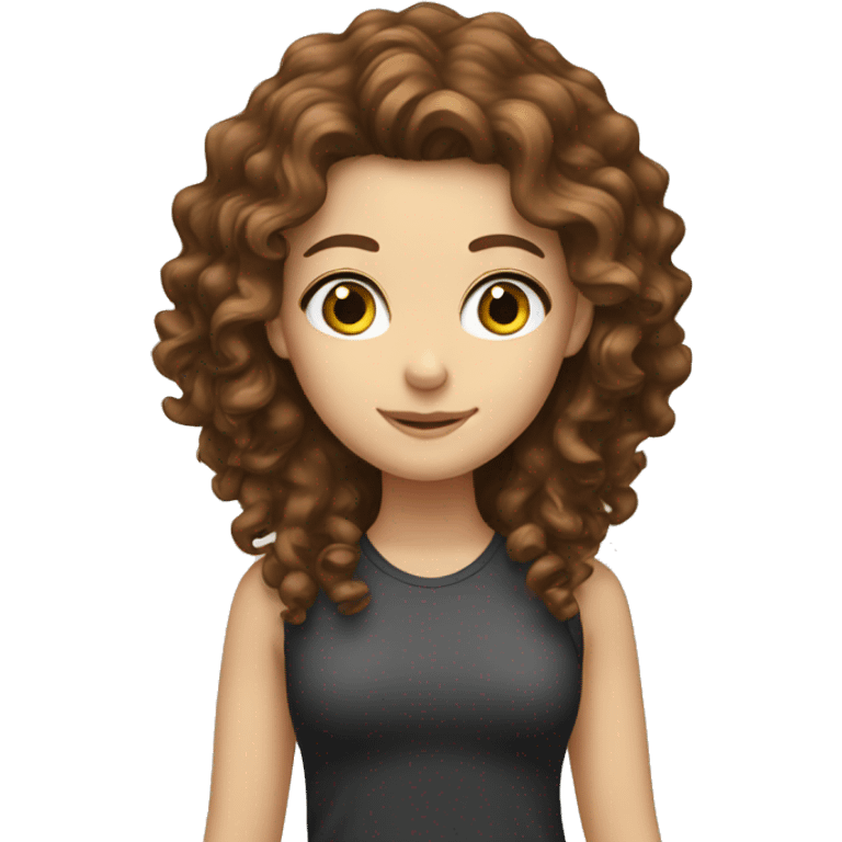 White girl with long brown curly hair emoji