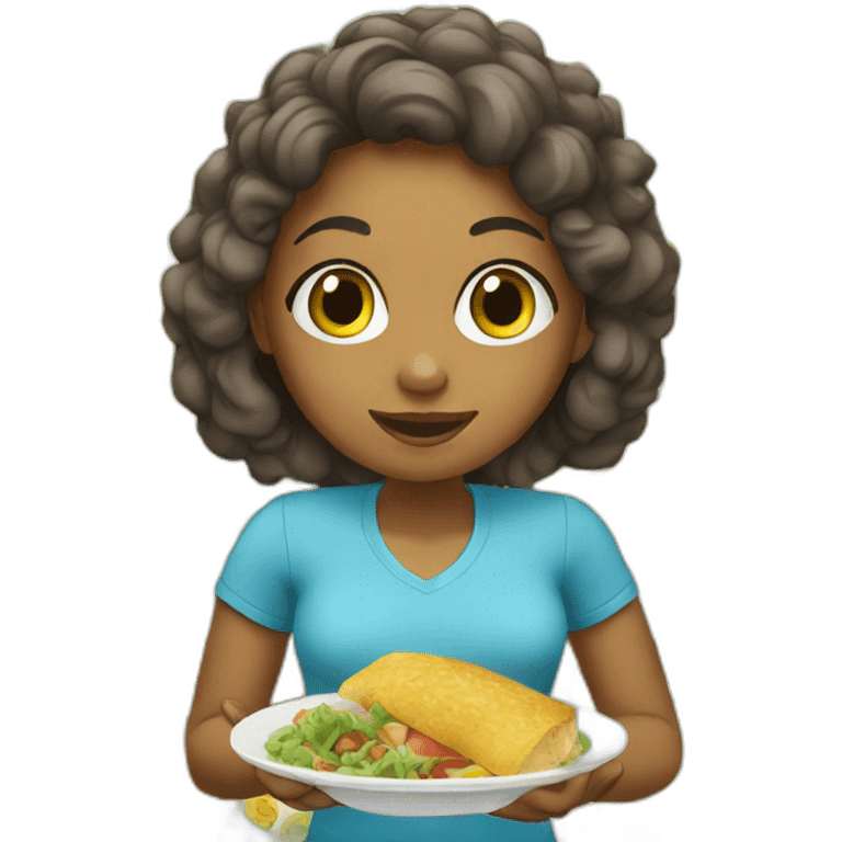 Caribbean girl eating lunch emoji