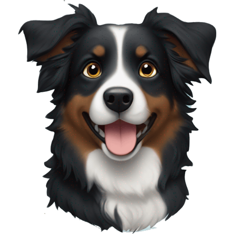 Small black australian shepherd dog with moon and stars  emoji