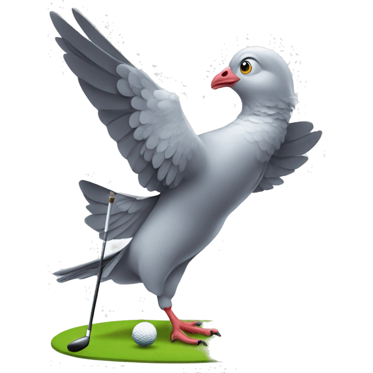 Pigeon playing golf emoji