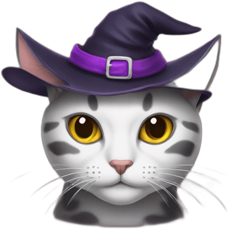 Callico cat with witch hat emoji