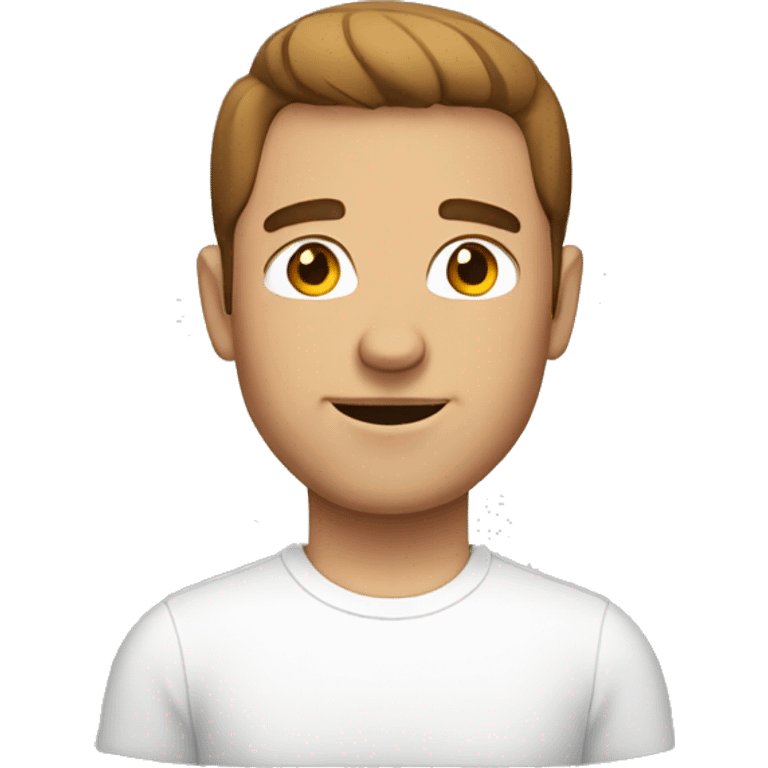 White Man with brown hair and white tshirt emoji