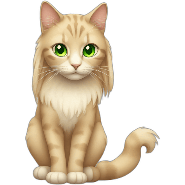 Cat female with long hair an green eyes emoji