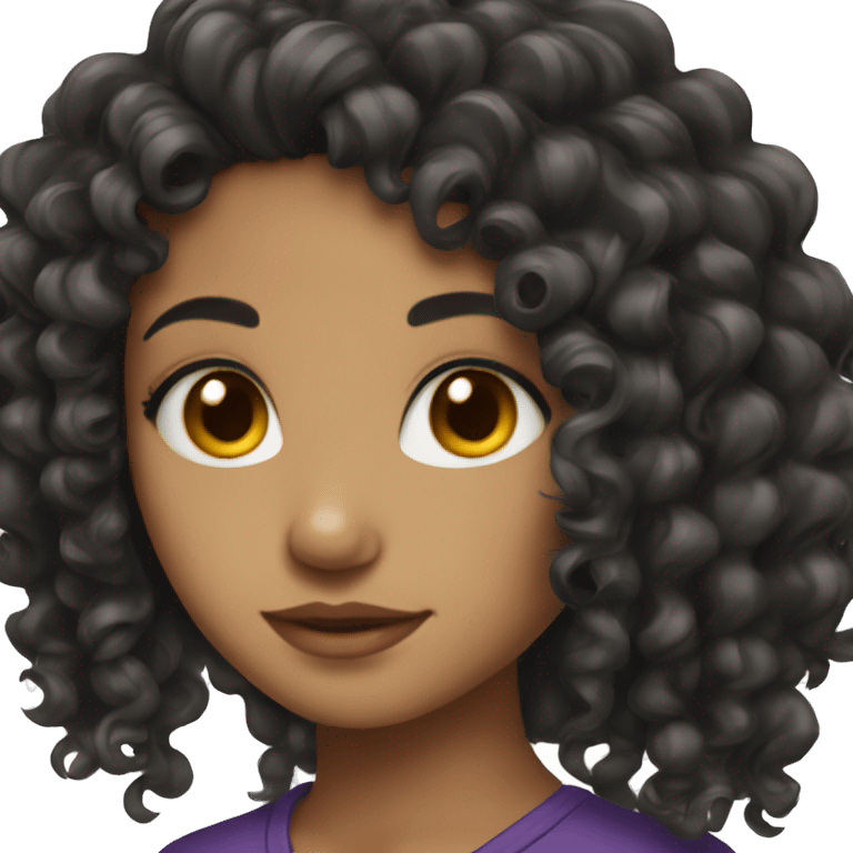 A lightskin girl with black curly hair  emoji