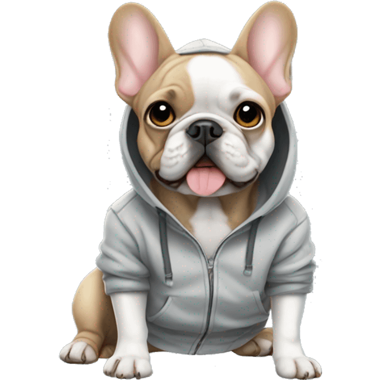 French bulldog wearing a hoodie emoji