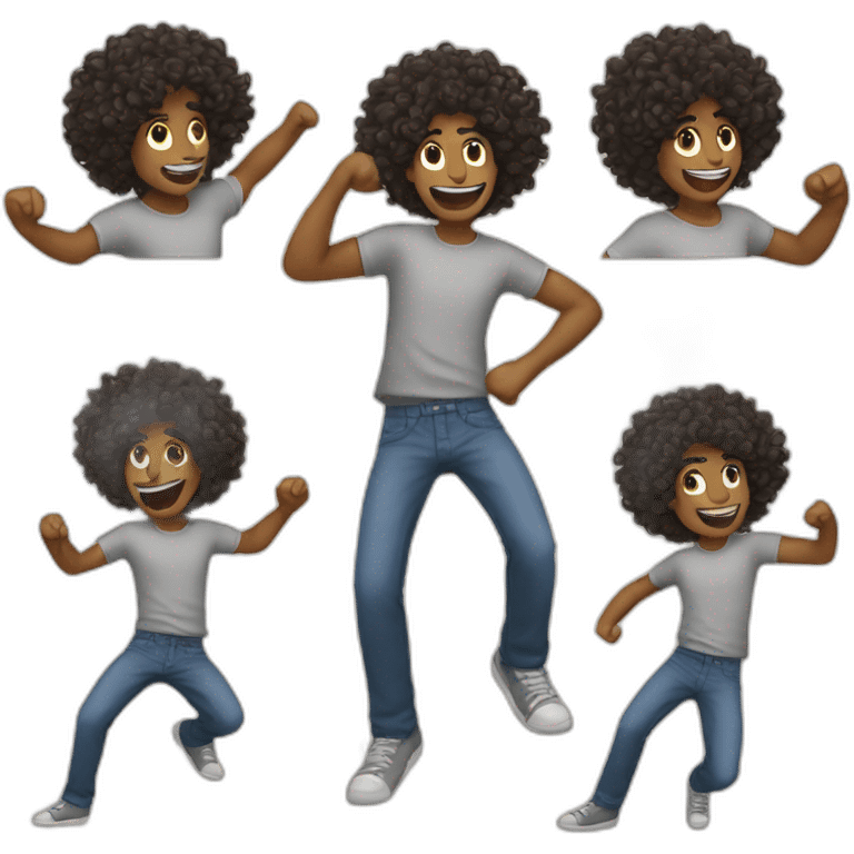 Guy dancing with curly hair  emoji