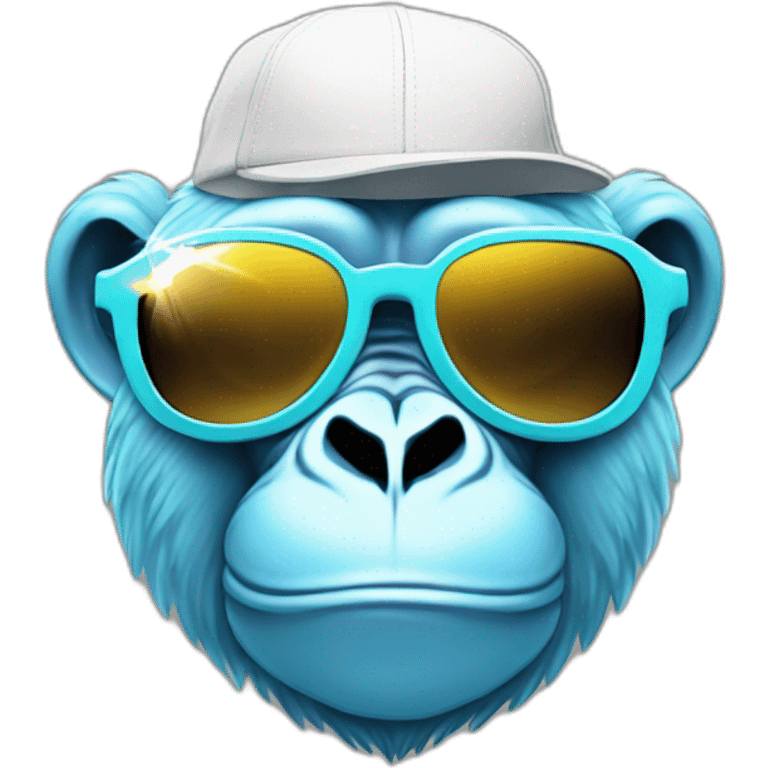 light blue gorilla tag monkey with angel wing hat and chromatic sunglasses emoji