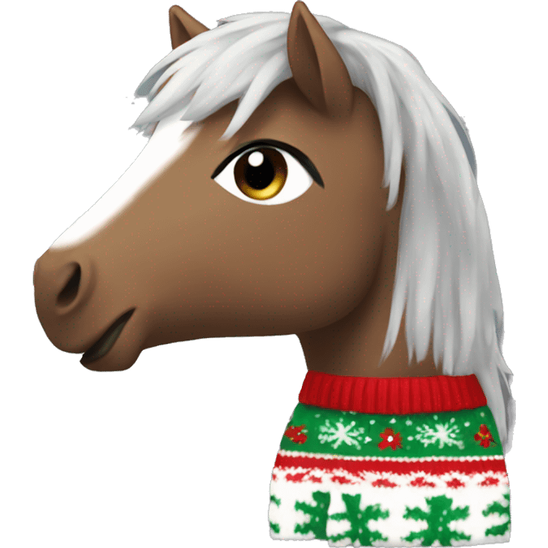 Pony in Christmas sweater emoji