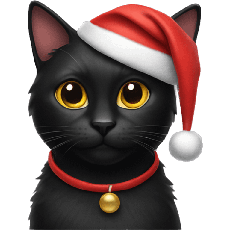 Black cat with Santa hat  emoji