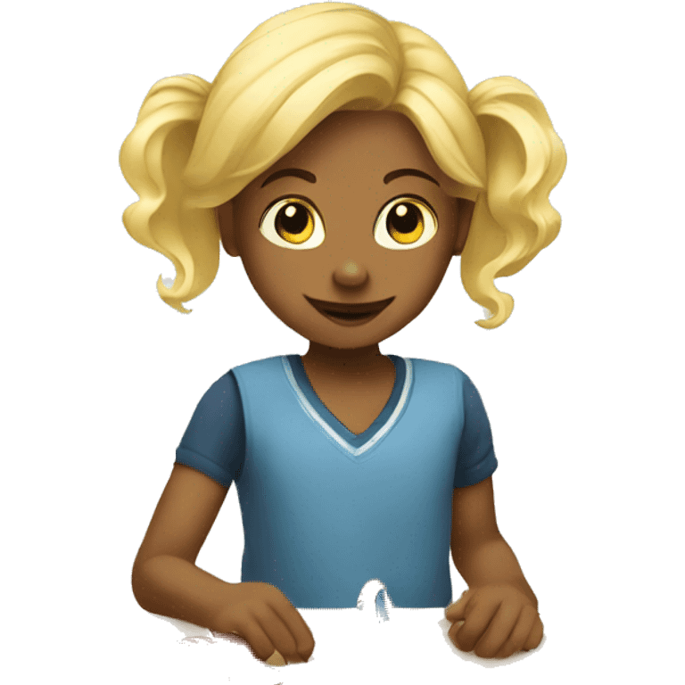 blonde children playing with toys at school emoji