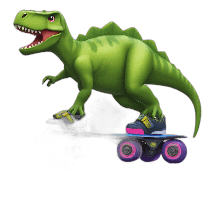 dinosaur on rollerblades at a disco emoji