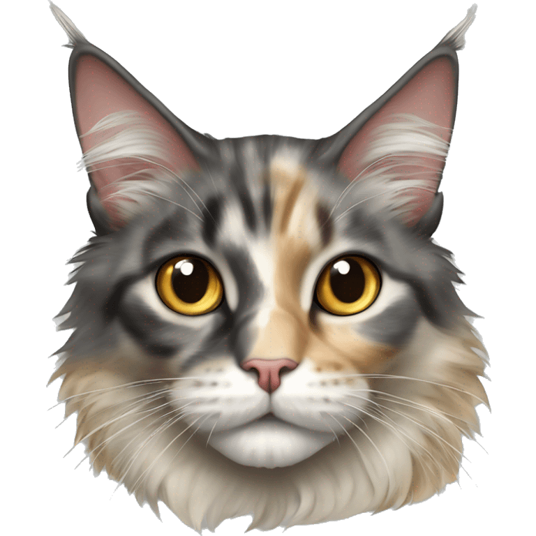 Maine coon dilute Calico half face colored  emoji