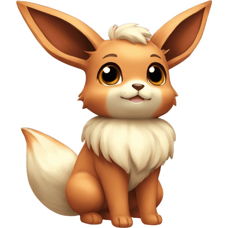 Kawaii Shiny Pastel Red Eevee Full Body emoji